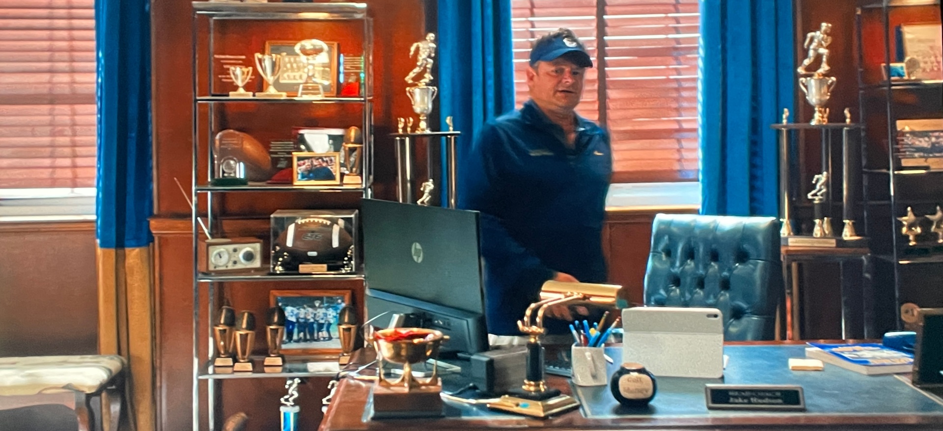 Tivoli Model Three BT in Coach Hudson's office — Chad Powers (Hulu)