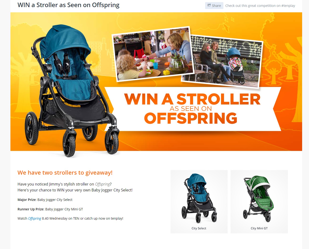 Channel 10 'Win a Stroller as Seen on Offspring' promotion